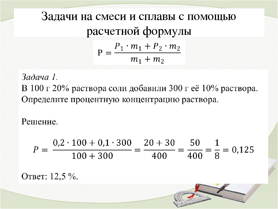 Решение задач на смеси и сплавы с помощью схем и таблиц