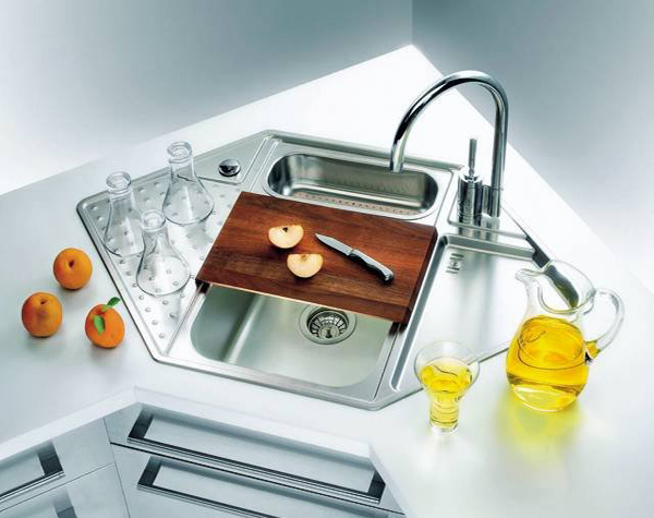 hexagon stainless corner sink