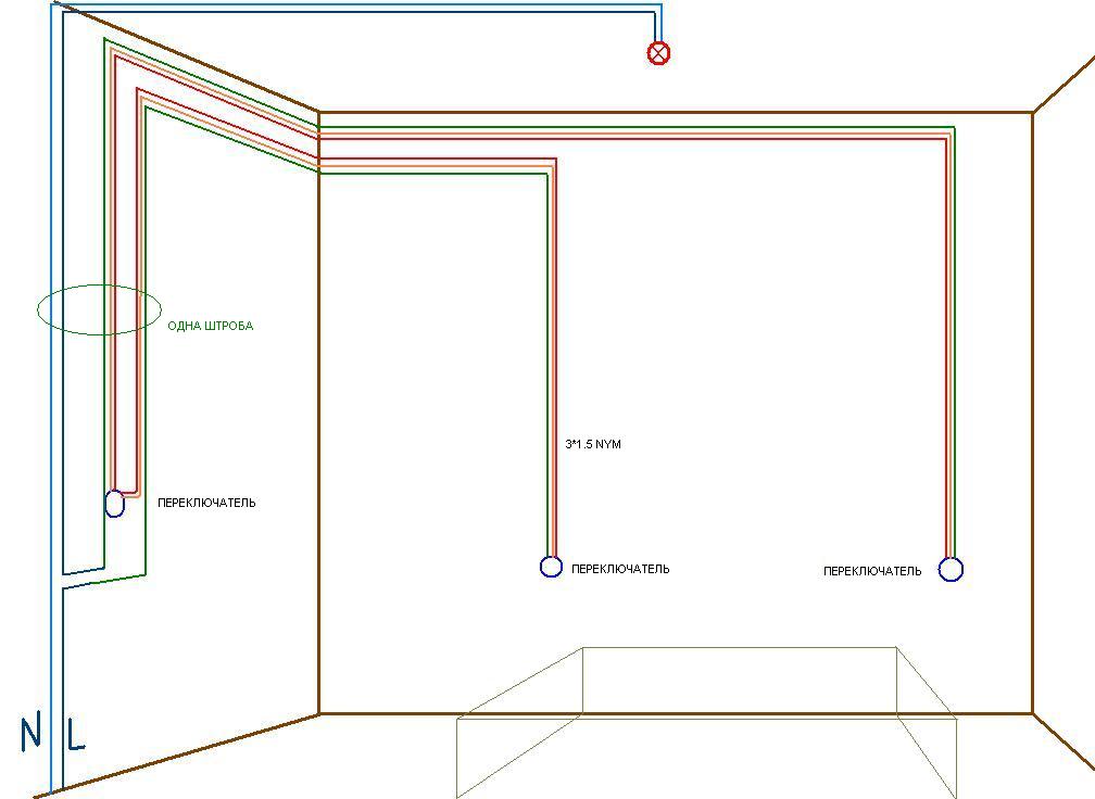Проводка в спальне схема