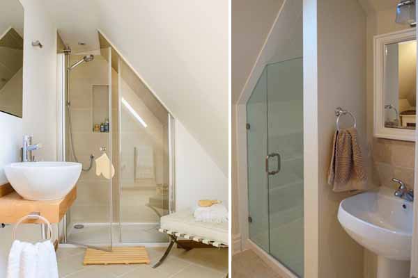 Дизайн ванной под лестницей