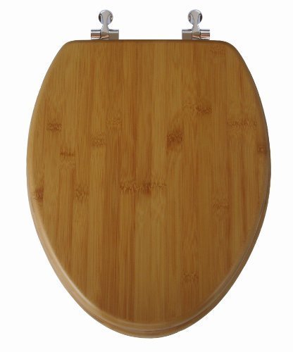 Natural bamboo toilet seat with Brushed Nickel Hinges