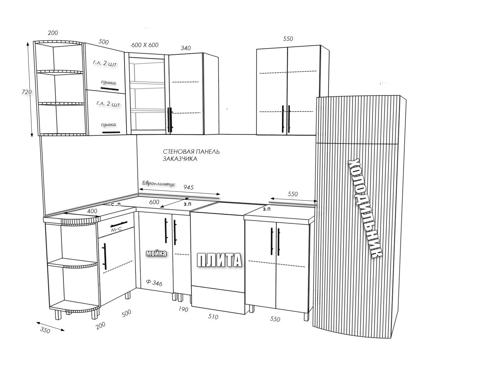 Кухонный шкаф схема