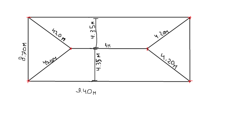 Рассчитать 4 скатную крышу