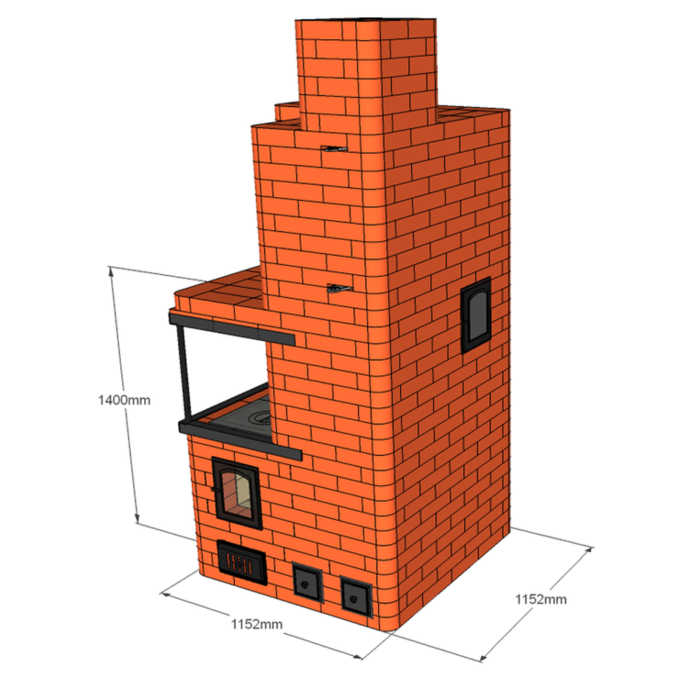 Печка шведка своими руками из кирпича чертежи фото с плитой