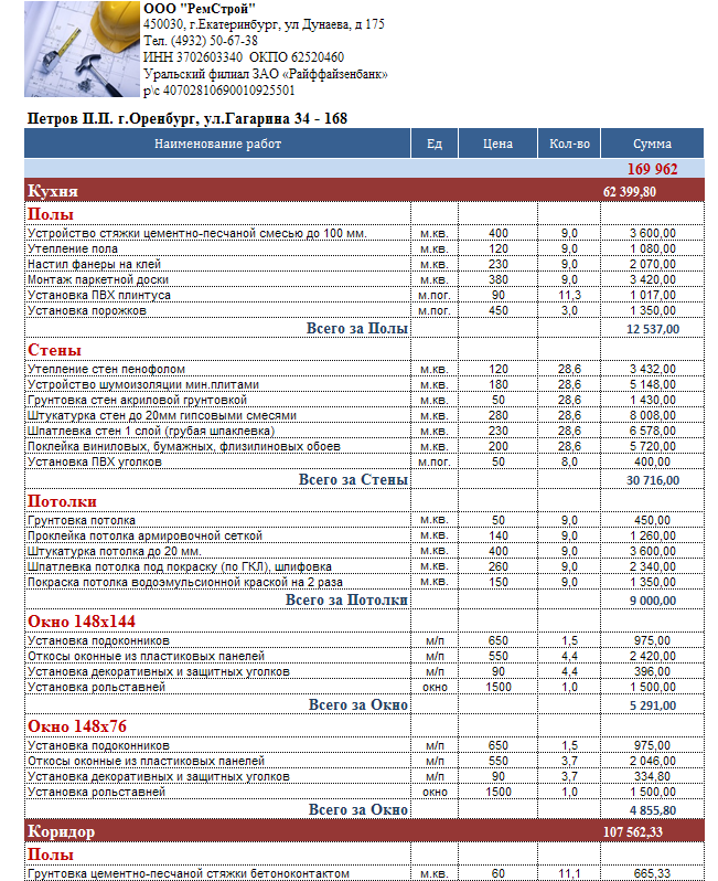 Расчет ремонта. Пример строительной сметы на ремонт квартиры. Пример составления сметы на ремонтные работы в квартире. Таблица для расчета отделочных работ. Примеры смет на ремонтные работы.