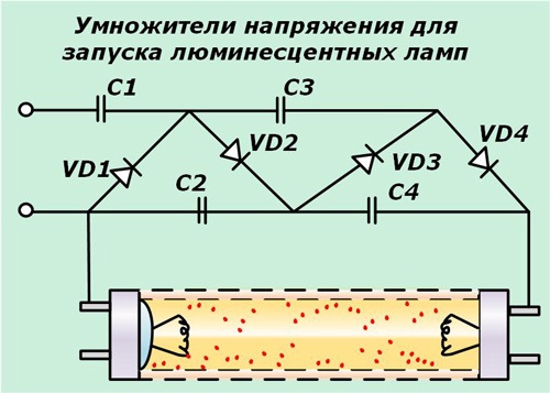 Схема запуска лампы дневного света