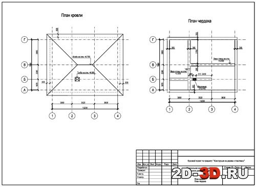 План кровли двухскатной крыши чертеж автокад