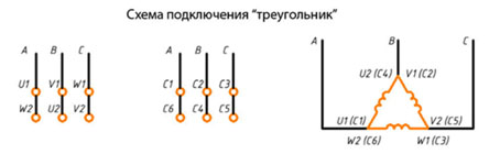 Схема подключения треугольник