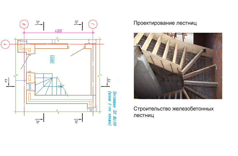 Бетонная лестница чертеж