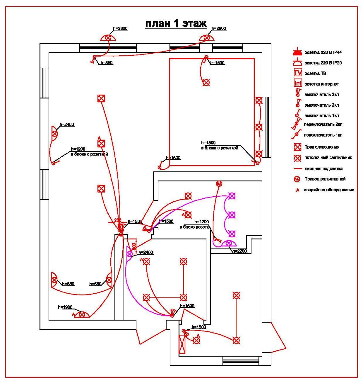 План - схема разводки электропроводки в частном доме