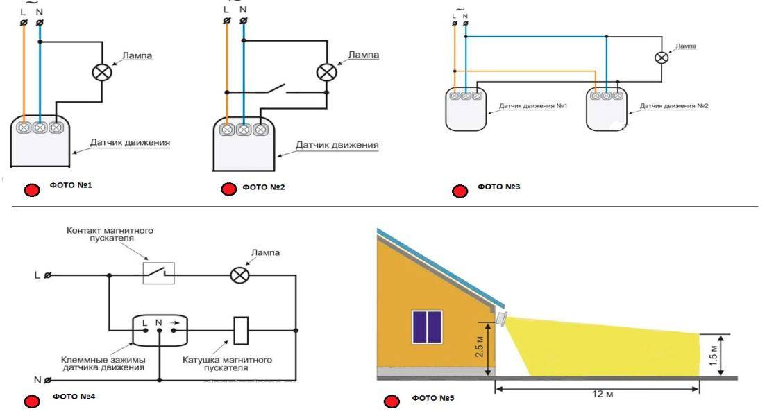 Схемы подключения датчиков движения для включения света