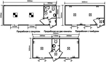 Чертеж вагончика бытовки с размерами из металла