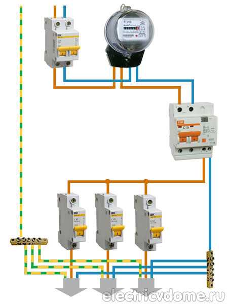 Схема подключения дифавтомата в однофазной сети