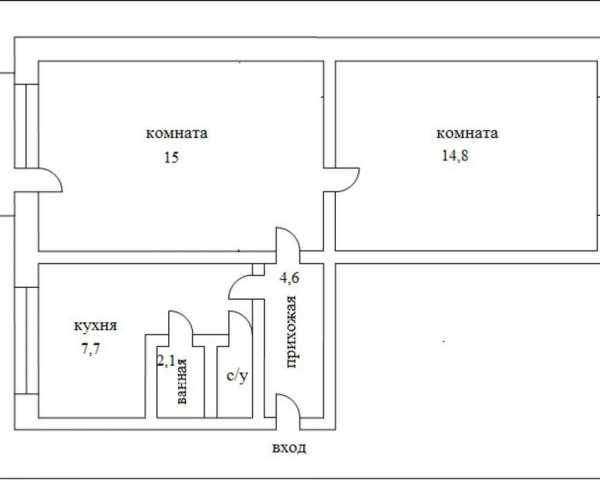 Планировка дома из 2х комнат