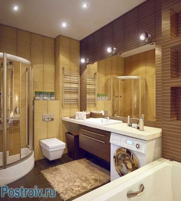 Дизайн туалетной комнаты с душевой