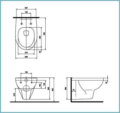 Размеры подвесного унитаза с инсталляцией в плане