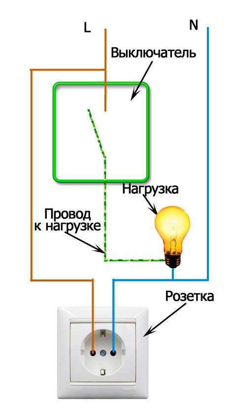 Подключить розетку и выключатель и лампочку схема