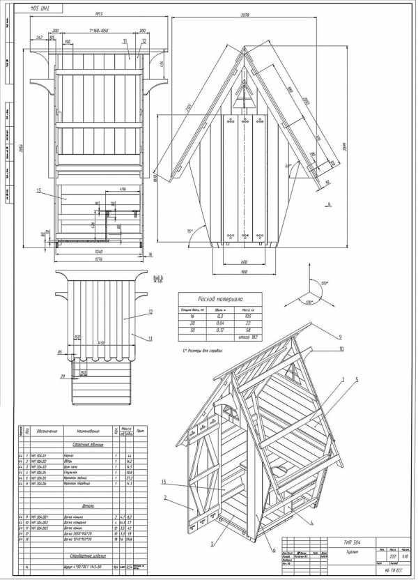 Дачный туалет домиком чертежи