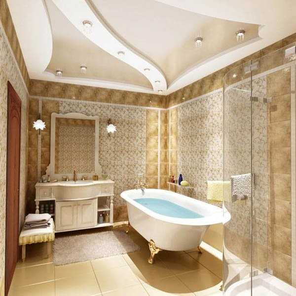 Дизайн потолков для ванной комнаты