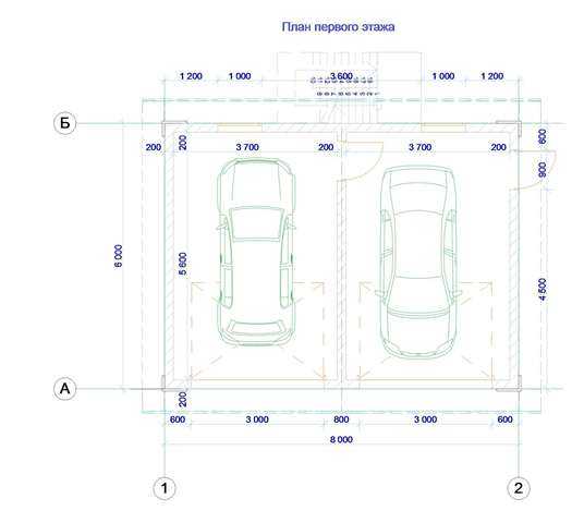 Чертежи гаражей на 2 машины