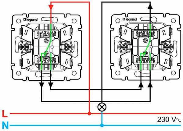 Схема подключения двигателя с двух мест