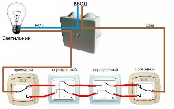 Схема включения проходных выключателей с 2 мест – Схема подключения .