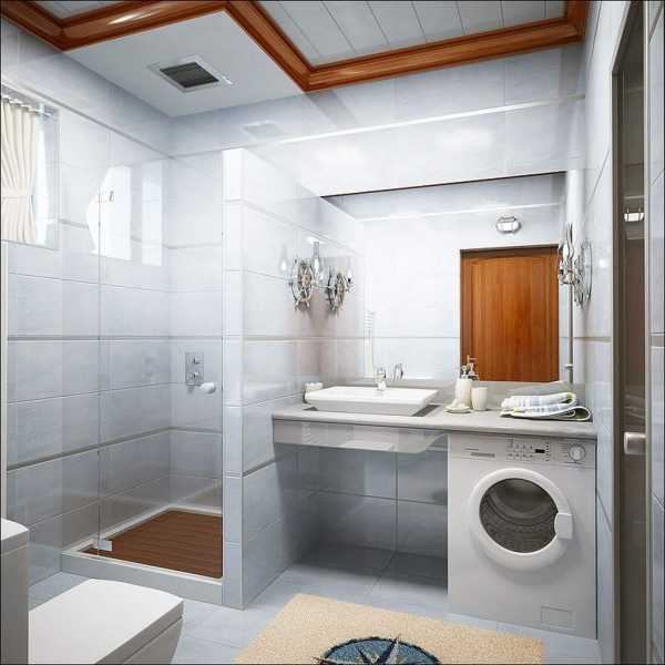 Дизайн ванной с душевой из плитки и ванной